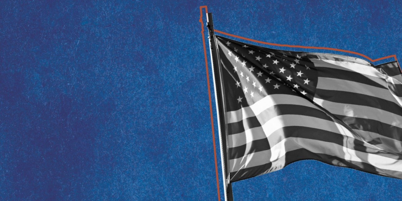 Graphic of flag on blue background