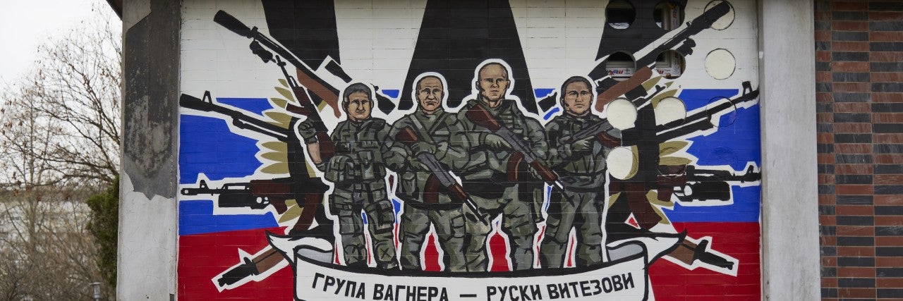 In Serbia, a mural praises the Russian Wagner group.
