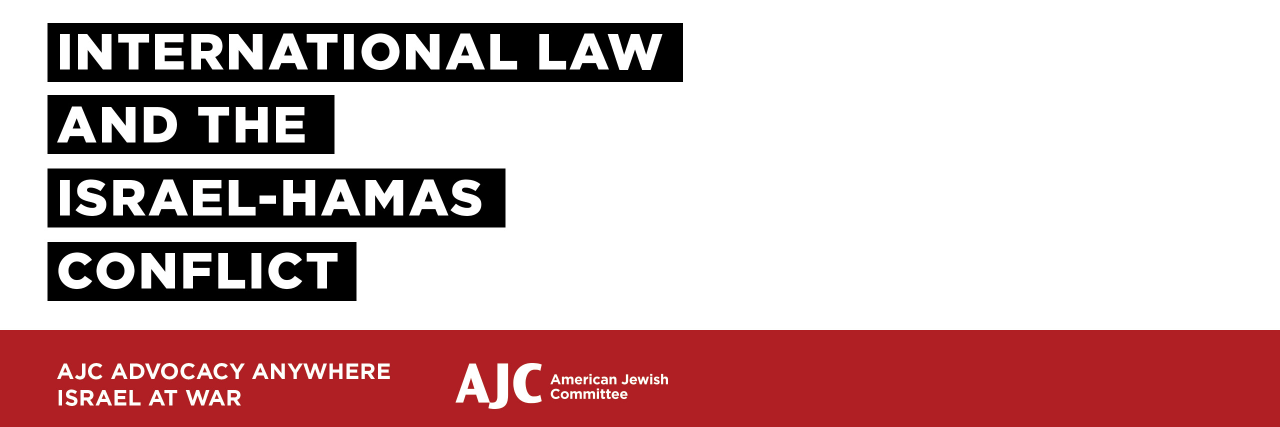 Graphic saying International Law and the Israel Hamas Conflict