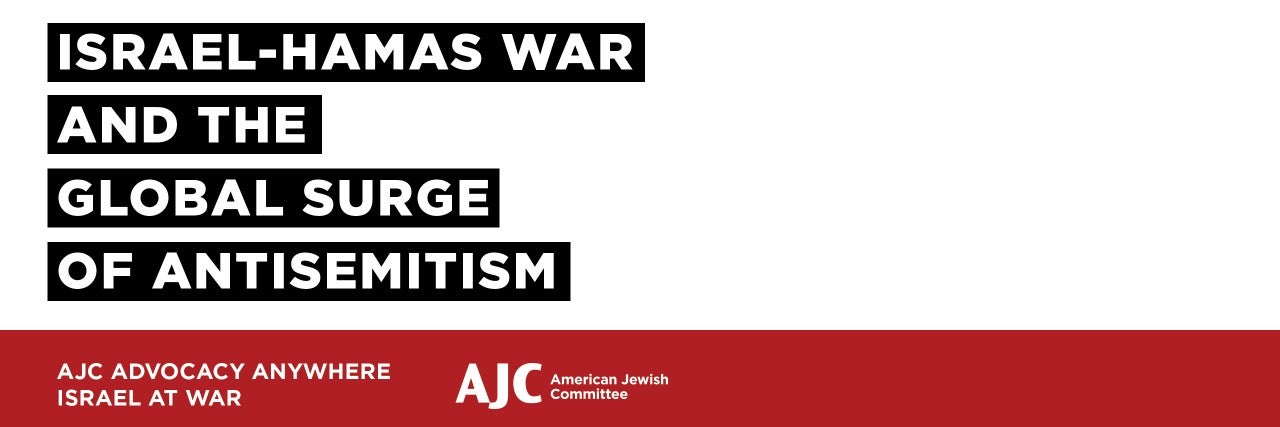 Graphic saying Israel-Hamas War and the Global Surge of Antisemitism