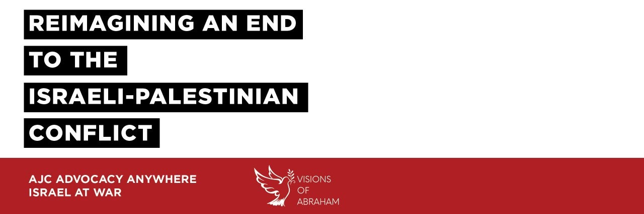 Graphic saying Reimagining an End to the Israeli-Palestinian Conflict