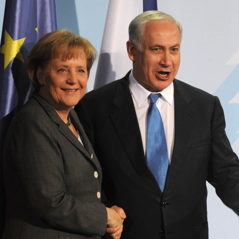 Photo of Prime Minister Netanyahu with German Chancellor Angela Merkel