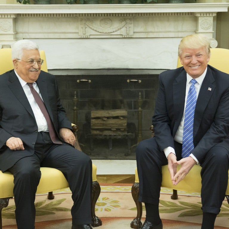 Photo of President Trump with Palestinian Authority President Mahmoud Abbas