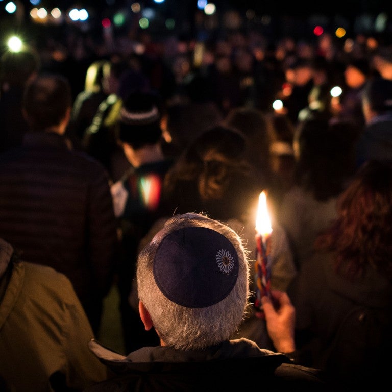 Photo from a vigil for Pittsburgh's Tree of Life Synagogue