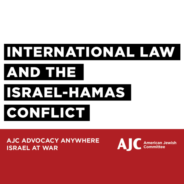 Graphic saying International Law and the Israel Hamas Conflict