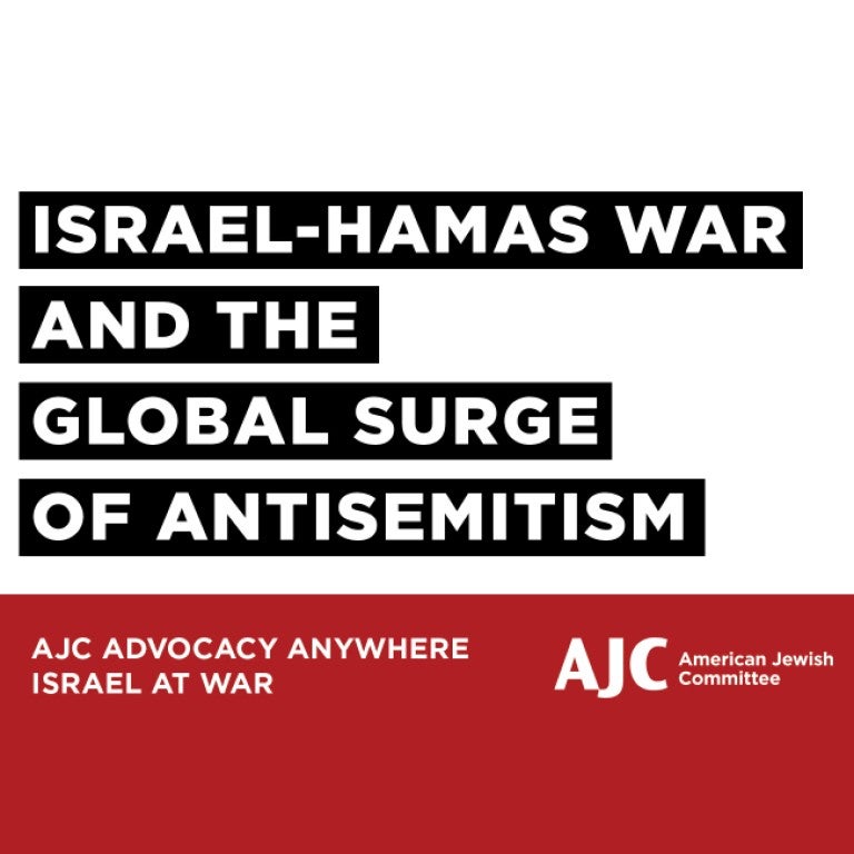 Graphic saying Israel-Hamas War and the Global Surge of Antisemitism