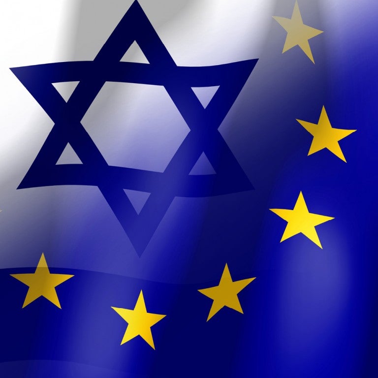 Graphic of the Israeli and EU flags merged