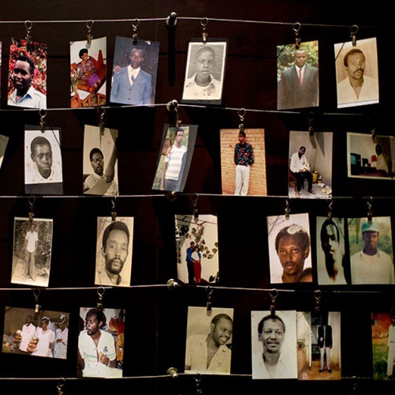 Photo of photos of victims of the Rwandan genocide