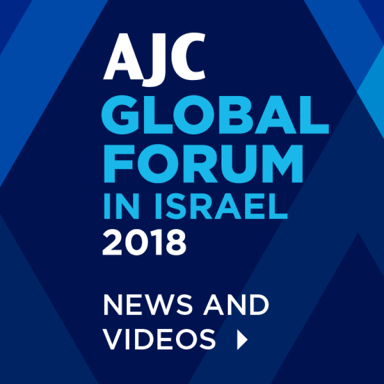 Graphic displaying AJC Global Forum in Israel 2018 - News and Videos