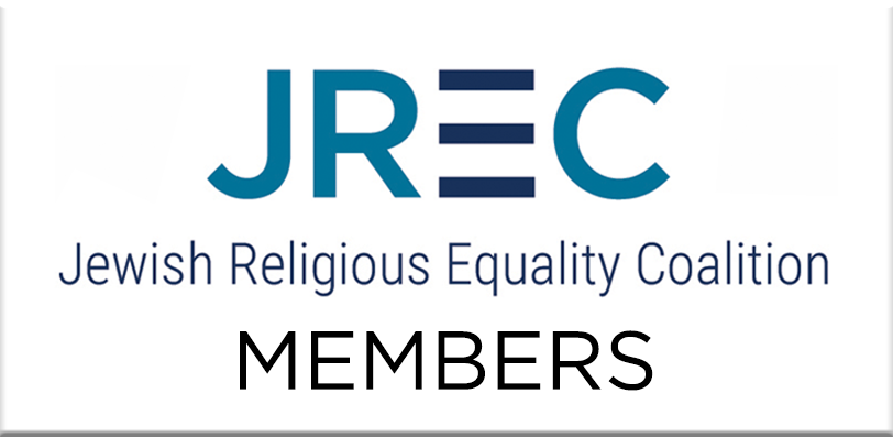 Graphic displaying the text JREC: Jewish Religious Equality Coalition Members