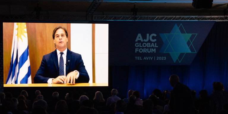 Uruguayan President Luis Lacalle Pou at AJC's 2023 Global Forum in Tel Aviv