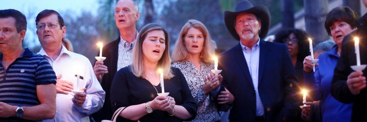 Poway Mayor Steve Vaus at a memorial for the Poway Chabad shooting in 2019