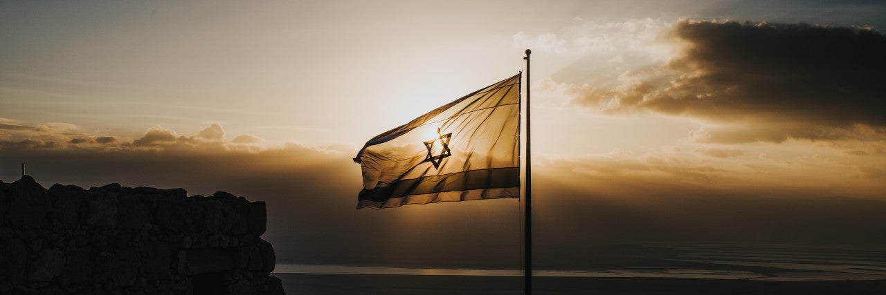 Israeli flag in the sky