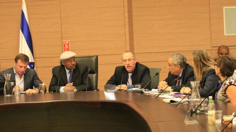 Photo of AJC’s Jewish Religious Equality Coalition (J-REC) advocating before the Knesset’s Diaspora Committee