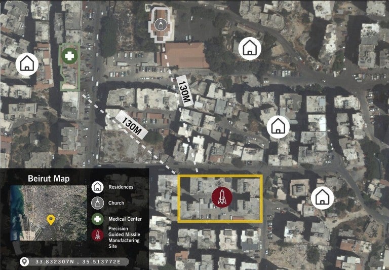 Hezbollah - Weapons stockpile Beirut Map