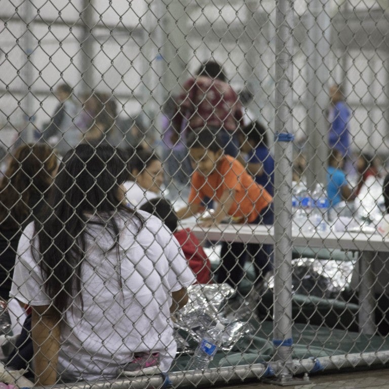 Photo of children in separation detention facility cages