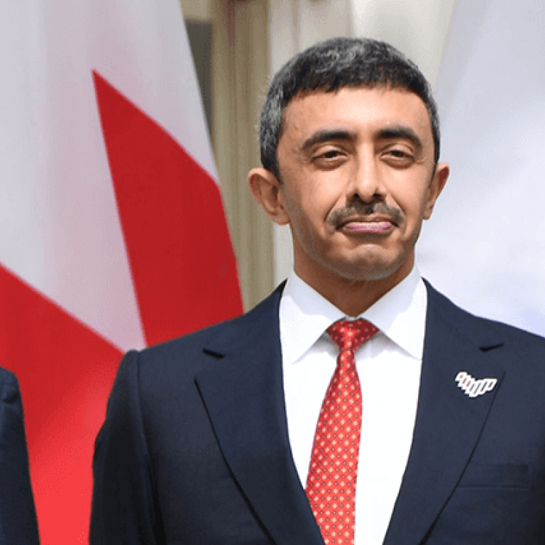 UAE's Foreign Minister Abdullah bin Zayed Al Nahyan, Bahrain's Foreign Minister Abdullatif bin Rashid Al Zayani, and Israeli Prime Minister Benjamin Netanyahu