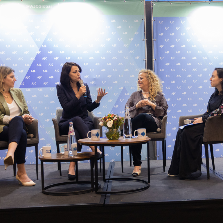Panel speaking at Women Driving Change in the Middle East
