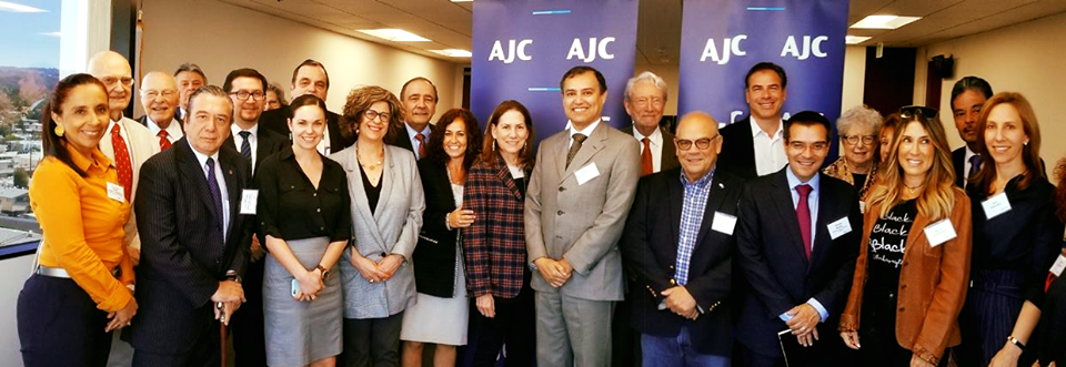 Photo of diplomats from 9 Latin American countries with AJC Director of Belfer Institute for Latino and Latin American Affairs