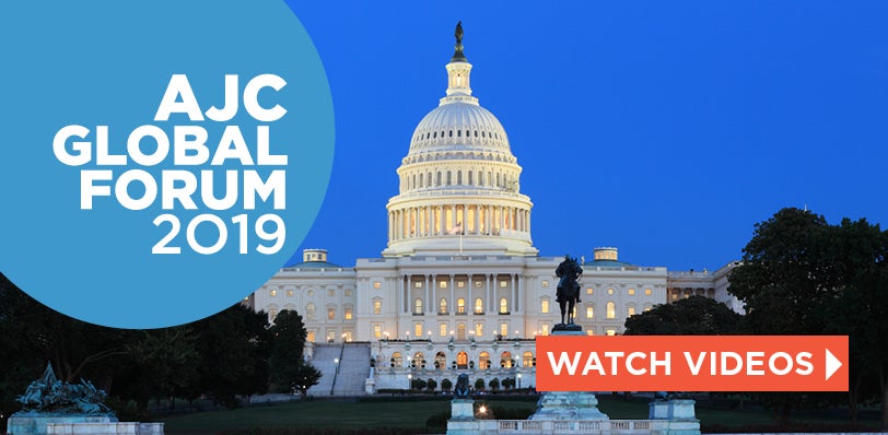 Graphic displaying AJC Global Forum 2019 Watch Videos
