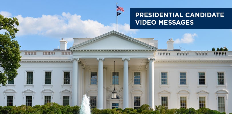 Graphic displaying Presidential Candidate Video Messages