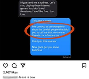 A text from Kanye West to Sean Combs (Puff Daddy or Diddy) implying the rapper and producer is influenced by Jews.