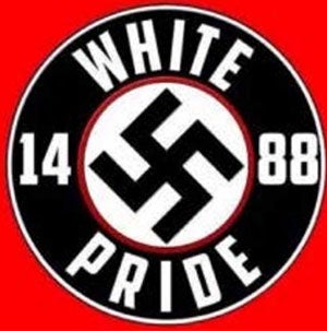 A symbol of “white pride” including the Nazi swastika and “14/88.”