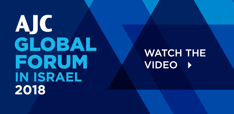 Graphic displaying AJC Global Forum 2018 - Watch the Video