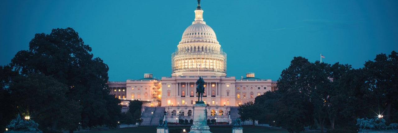 Photo of the Capitol Building at night