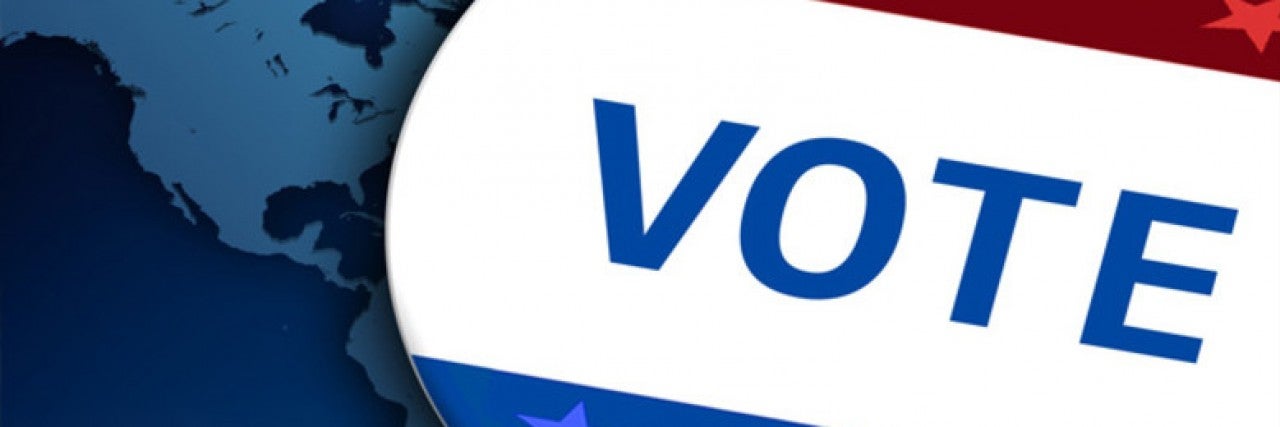 image of vote button with globe background