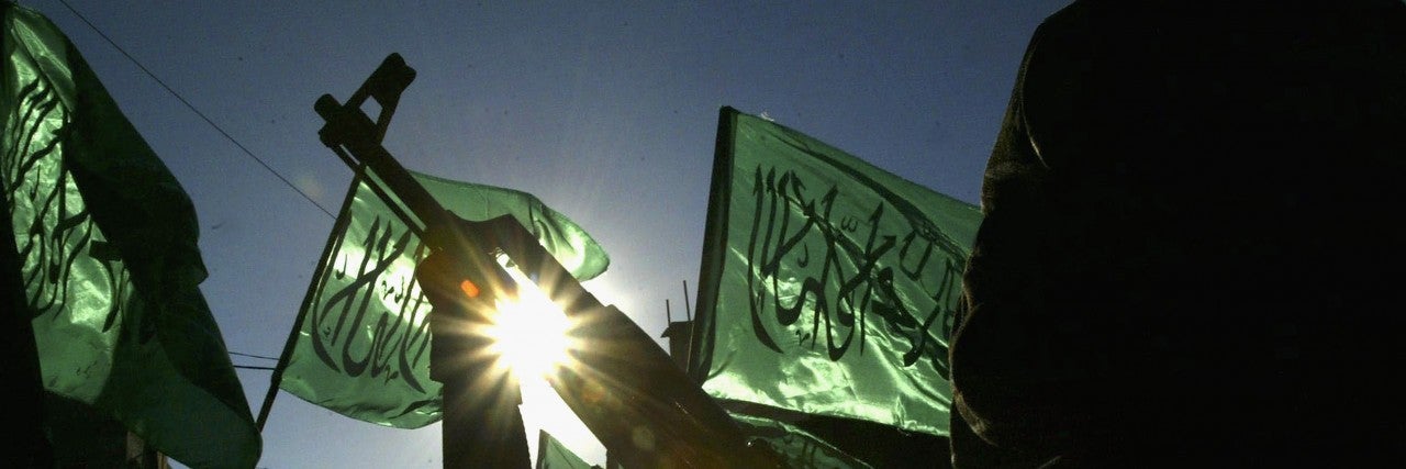 Hamas fighters protest Israel