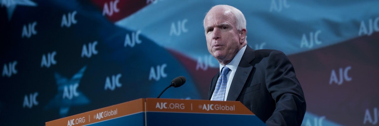 Photo of Sen. McCain speaking at AJC Global Forum