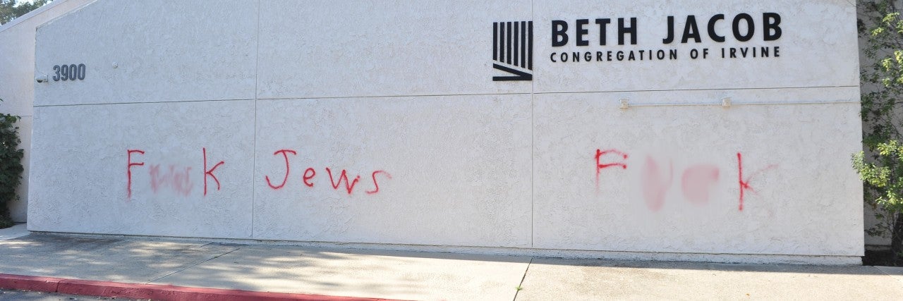 Antisemitic messages on a synagogue in California