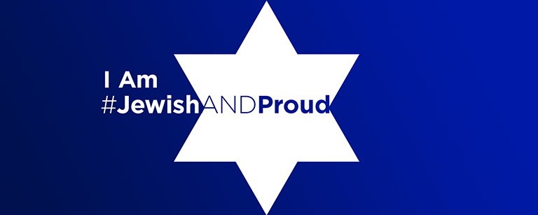 I am #JewishandProud written on a navy background
