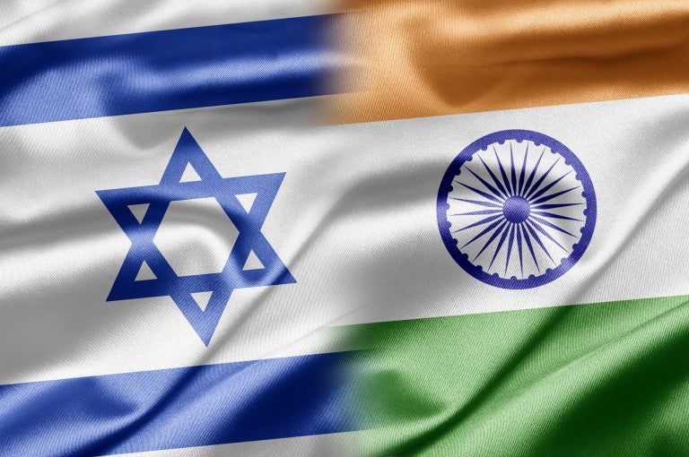 Photo of the Indian and Israeli Flags