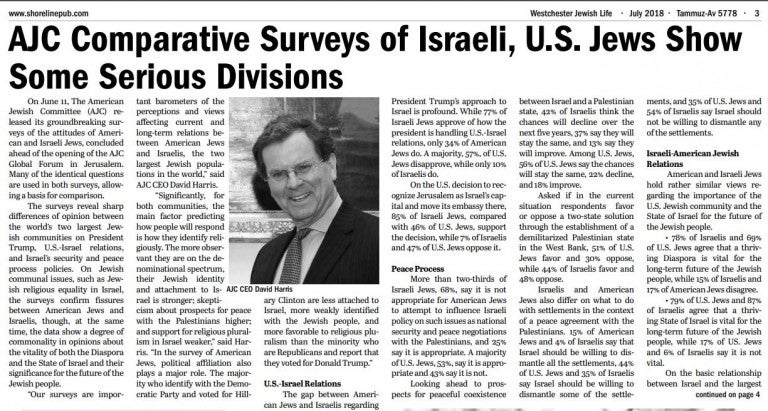 Westchester Jewish Life July 2018 - AJC Comparative Surveys of Israeli US Jews