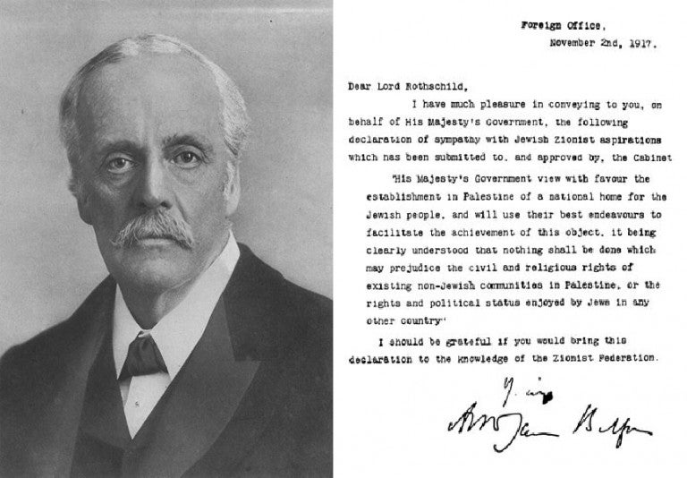 Photo of Balfour Declaration and Portrait