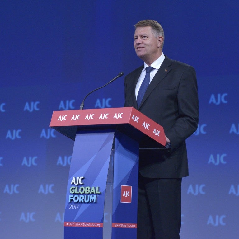 Romanian President Iohannis Receives AJC Light Unto Nations Award