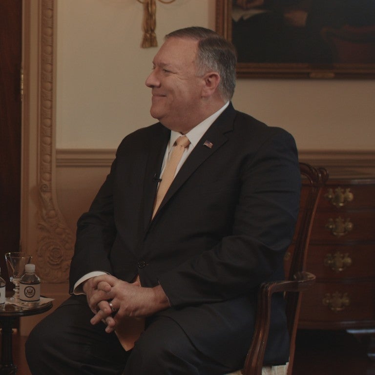Photo of AJC CEO David Harris and Secretary of State Pompeo