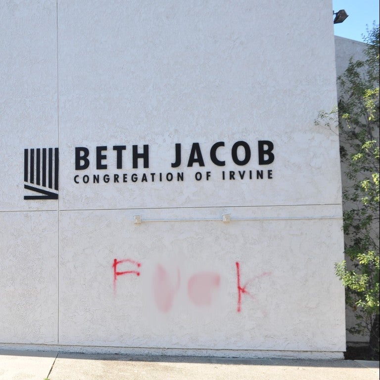 Antisemitic messages on a synagogue in California
