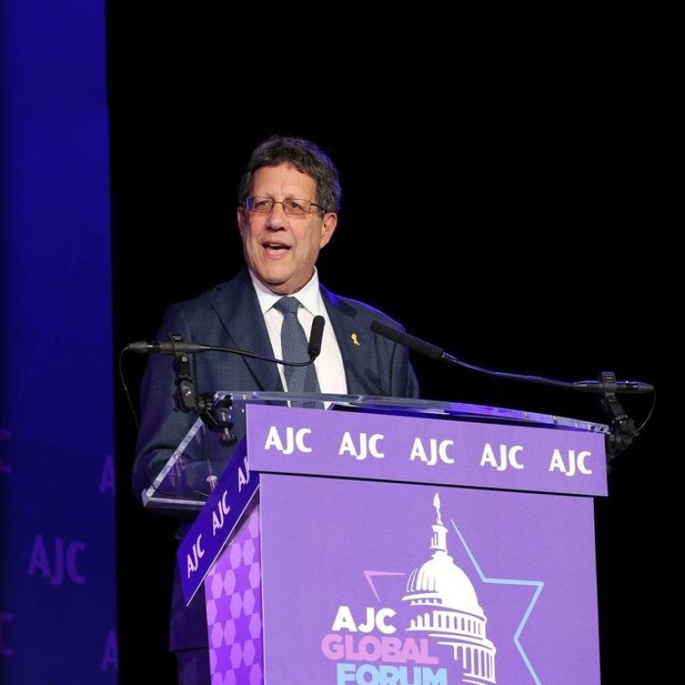 Image of AJC President Michael Tichnor welcoming speech at AJC Global Forum 2024