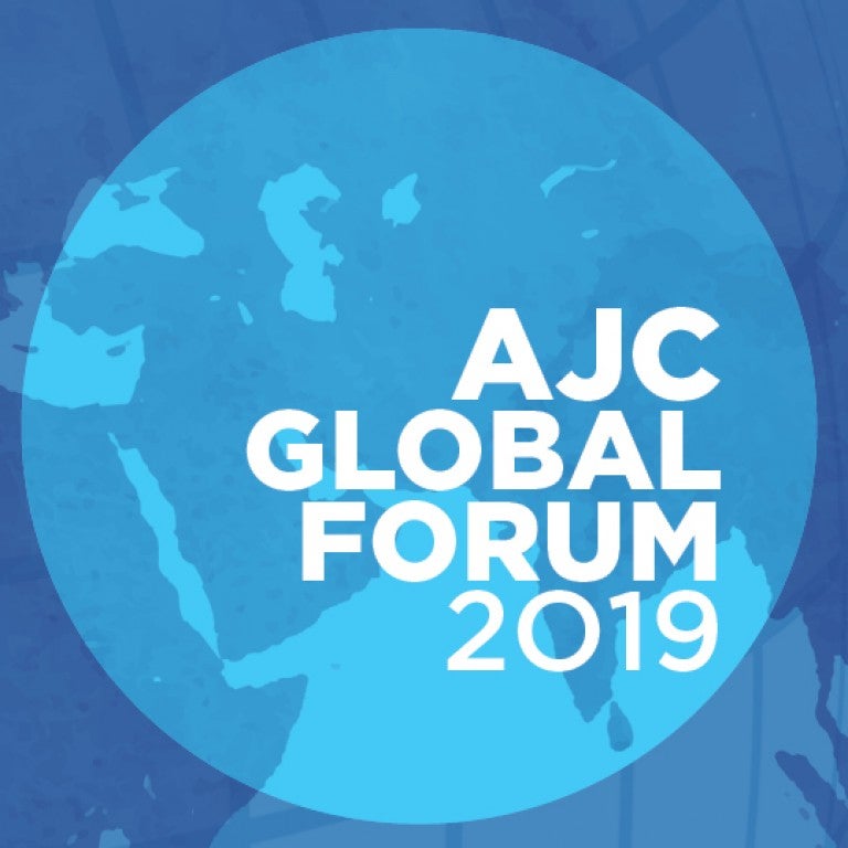 AJC Global Forum 2019 logo: Defend our values. Define our world.