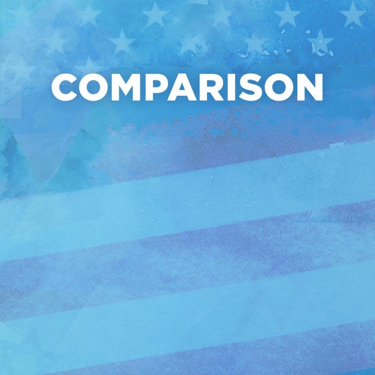 Comparison written on a light blue background