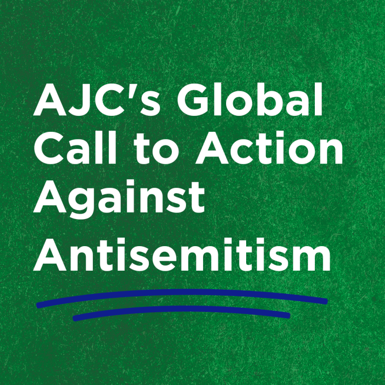 AJC's Global Call to Action Against Antisemitism with a graphic of a globe