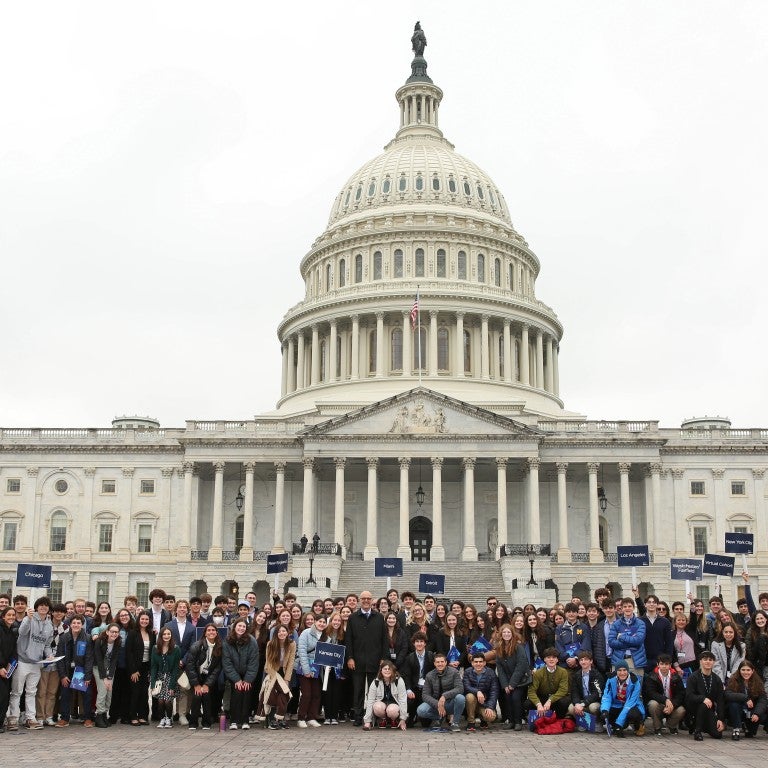 2023 LFT Advocacy Fly In in Washington DC group outside the U.S. Capitol with AJC CEO Ted Deutch